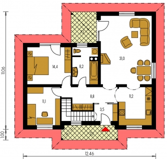 Floor plan of ground floor - BUNGALOW 76